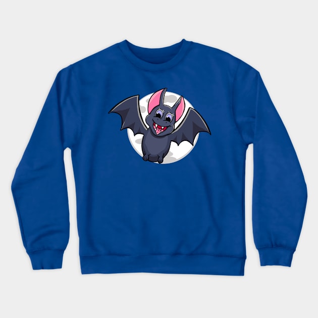 Bat on Moon Crewneck Sweatshirt by eguizzetti